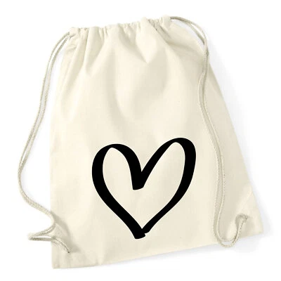 HELLWEG DRUCKEREI Turnbeutel Herz Heart Rucksack Baumwolle Geschenkidee Souvenir Präsent Wichtelge
