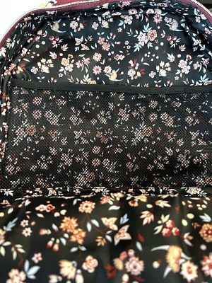 VERA BRADLEY~Campus Backpack~FABULOUS Burgundy~Blooms and  display picture 2