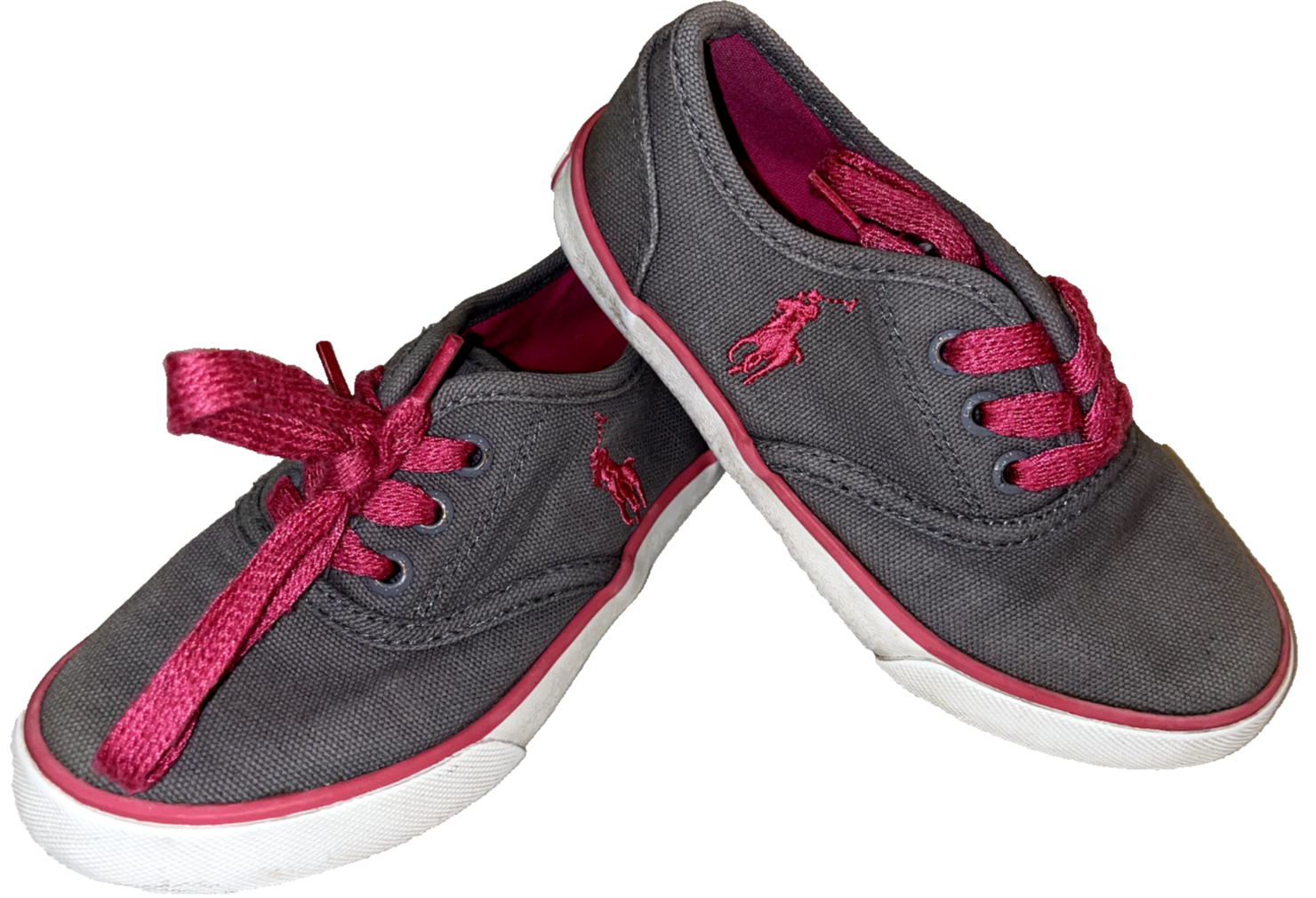 PONY POLO RALPH LAUREN Ragazze Grigio Rosa Caldo Sneakers Scarpe Tennis Stringate TG 11