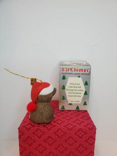 Vintage Lil Chimer Bisque Porcelain Christmas Ornament Bell CAT w/Box~Jasco - Picture 2 of 2