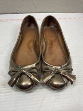 Coach Sophia Gold Metallic Tassel Ballet Flats Size 8.5
