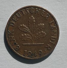 1 Pfennig 1949 J  Bank deutscher L&auml;nder  BDL  M&uuml;nze