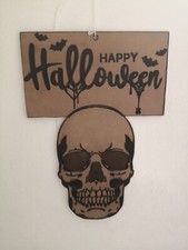 Decorazioni Teschio Cranio Halloween, Happy Halloween, Incisione Laser Faesite