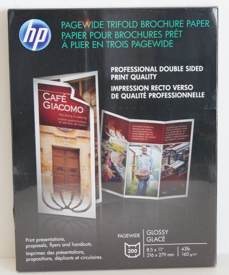 HP PageWide Glossy Brochure Paper 43# 8.5x11 Double Sided 200 Pages  