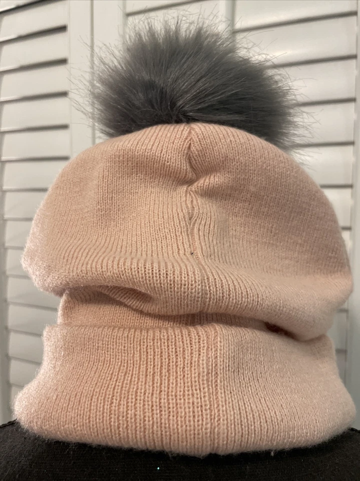 🔥Bebe Mujer Rosa Esquí Conejito Trineo Lana Gorro Invierno con Sombrero Gris Pom Pom🔥 Foto 3 de 4