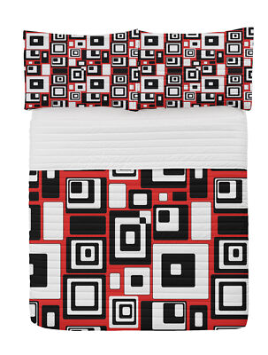 Abstrakt Mikrofaser Tagesdecken Set Minimalist Retro