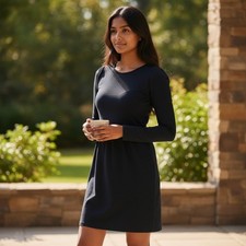 Boden Dress Size 6P Petite Womens Black Long Sleeve Jersey Minimalist Pockets