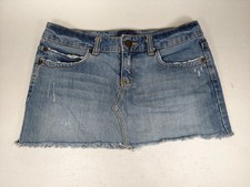 Vtg Aeropostale Low Rise Micro Mini Denim Jean Skirt 3/4 Distressed Hottie Y2K