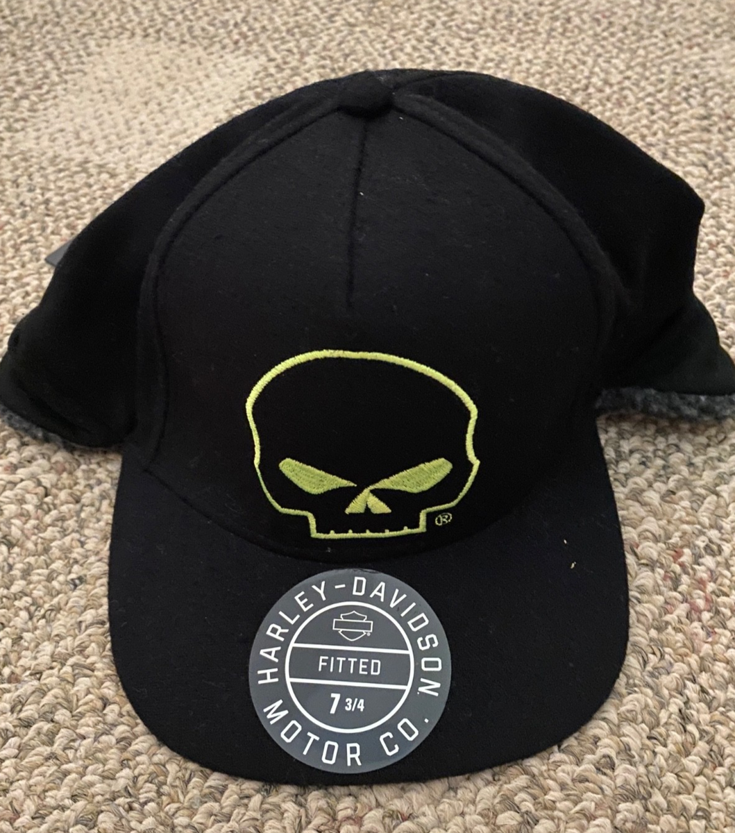GLAY キャップ Harley Davidson Hat Willie G Skull Sherpa Ear Flap Trapper Men's 7