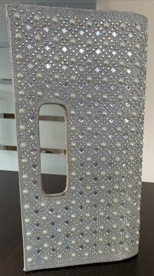 Funkelnd Glänzend Abendtasche Clutch, Silber  Strass, Glitzer, Perlen Neuwertig