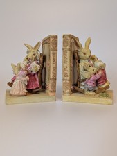 Vintage Seymore Mann Collectible Bunny Tales Rabbit Bookends Set of 2