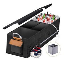 Car Trunk Organizer with Lid and 30L Removable Leakproof Cooler Bag,