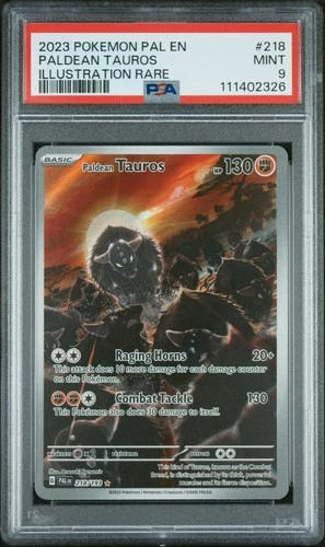 2023 POKEMON PAL EN-PALDEA EVOLVED ILLUSTRATION RARE #218 PALDEAN TAUROS PSA 9