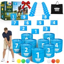 Golf Game Set 9 Holes Backyard Bucket Balls Flag TOY Life Adults Family Kids