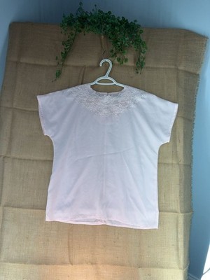 19-Yves St. Clair Vintage Pink Embroidered Short Sleeve Blouse