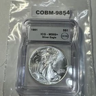 Beautiful 1991 Silver Eagle One Dollar Coin ICG MS69+ .999 Fine Silver COBM-9854