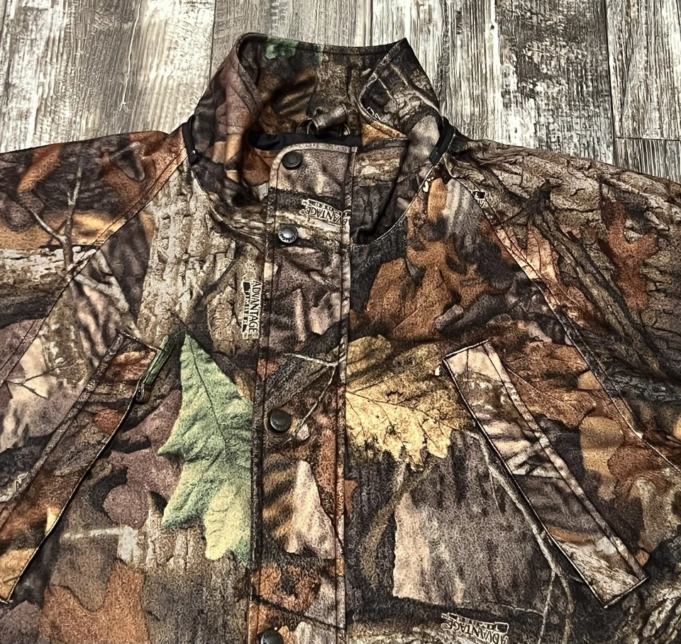 Cabelas Kids Large Camo Advantage Timber Hunting Full Zip Jacket Pockets - Image 2 of 4