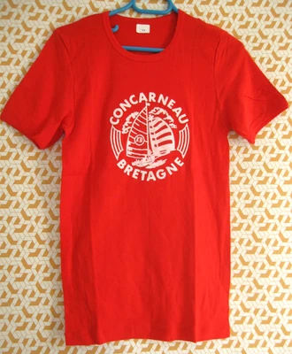 Tee Shirt Concarneau Bretagne rouge 80'S voile Vintage jersey - 4 x 5 / M - Photo 1/4