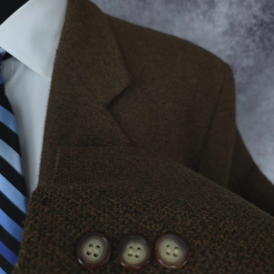 Structure Tweed Blazer Mens Medium Brown Sports Coat Jacket 2 Buttons Wool Blend - Image 4 of 4
