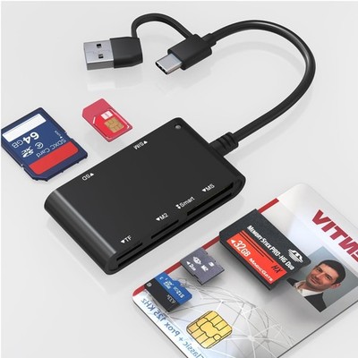 Kartenleser SD Micro SD M2 MMC Smart SIM USB-C 7-in-2 kompakt