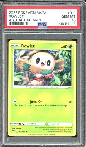 Pokemon TCG Sword & Shield Astral Radiance #019 Rowlet PSA 10