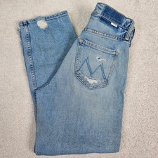 MOTHER The Tomcat Ankle Fray Distressed High Rise Jeans - Ripped Denim Size 27