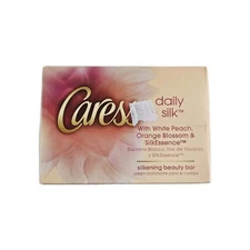 Caress Beauty Bar Soap Daily Silk White Peach Orange Blossom 4 oz Silkening
