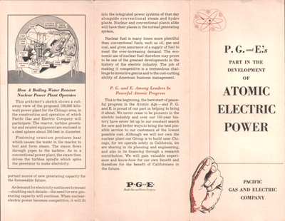 #ad 1955 PACIFIC GAS amp; ELECTRIC CO vintage California brochure ATOMIC ELECTRIC POWER $19.99