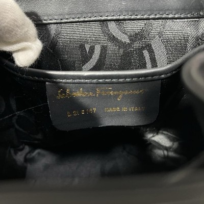 Salvatore Ferragamo Gancini Leather Mini Backpack Black Gold Logo