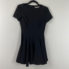 Zara Dress Womens Small Black Fit & Flare Mini Short Sleeve Lined Back Zip