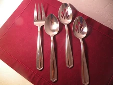 4 Serving Pieces Reed & Barton Stainless TARBOR Solid Pierced Spoon Fork