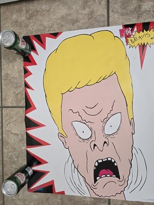 90'S★ビーバス&バットヘッド★ポスター★24★MTV★ビンテージ★USA雑貨 Beavis and Butthead Faces & Braces MTV Network Vintage Wall Poster