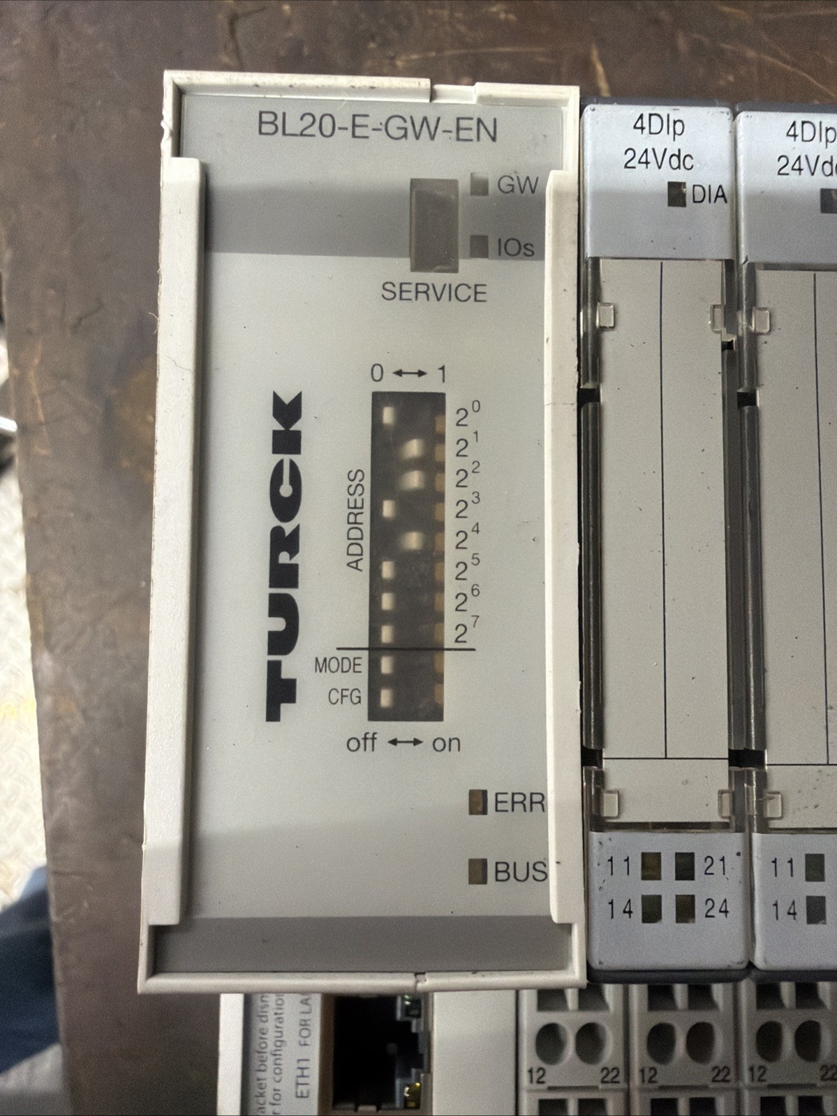 Turck BL20-E-GW-EN Ethernet Gateway and BL20-E-16DI-24VDC-P Power Supply