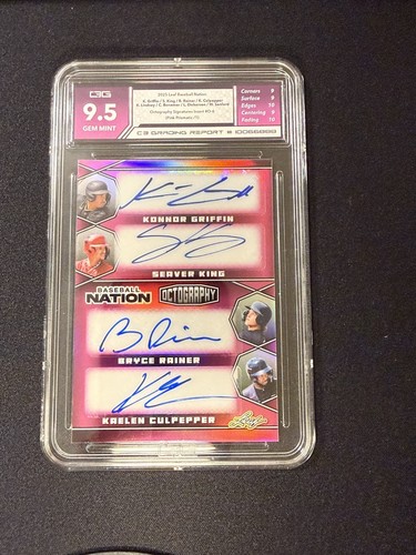2025 Leaf Baseball Nation 1/1 Pink Prismatic Konnor Griffin 8 Auto C3Grading 9.5