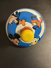 Vintage Lithograph Spinning Toy Top Disney Mickey Goofy Donald Duck Pluto 1973