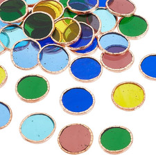 36Pcs 6 Colors round Glass Mosaic Tiles 1 Inch Crystal Mosaic Glass Pieces Windo