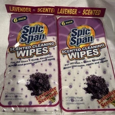 Spic And Span Lavender Cleaning Wipes Multi-Purpose REUSEABLE - 2 pks = 12 Wipes