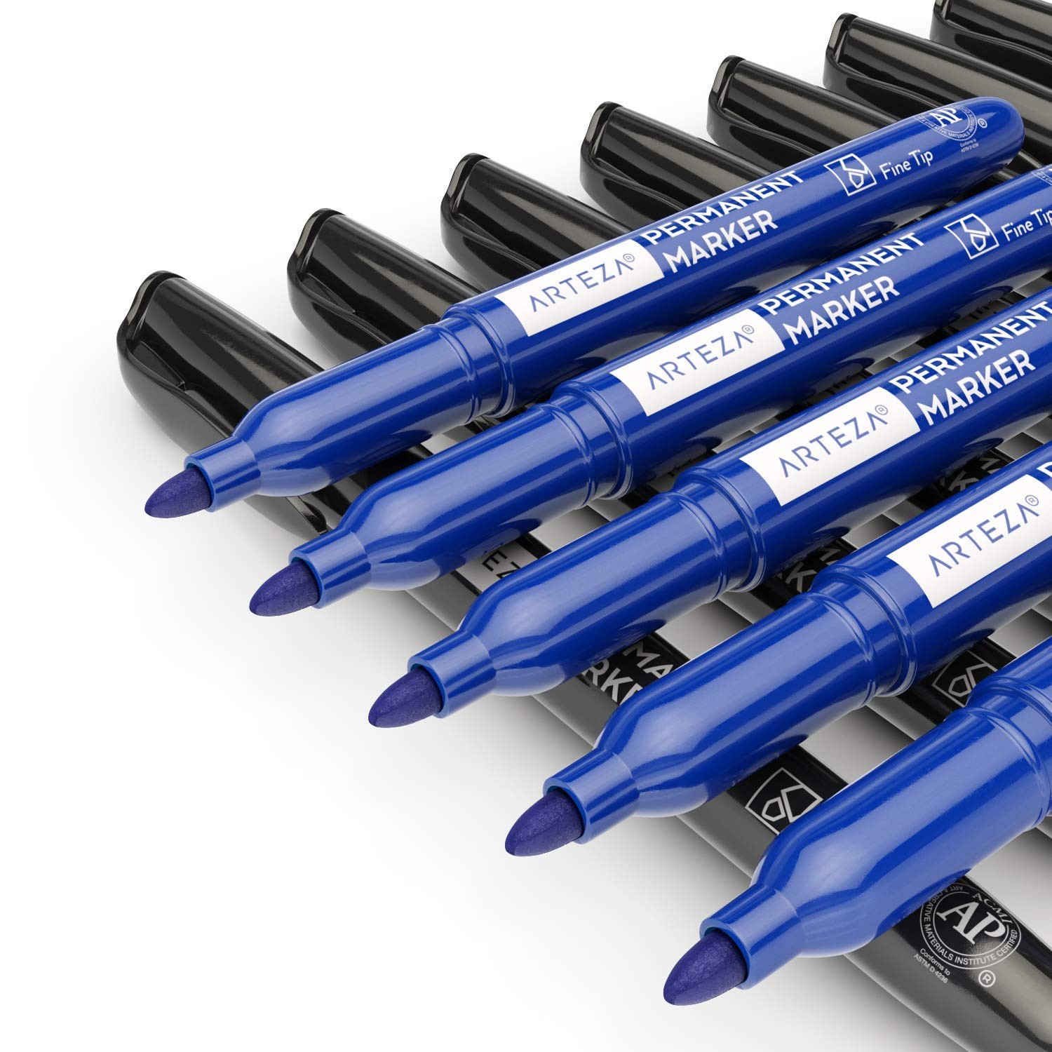 Permanent Markers in Bulk, Set of 60, Black & Blue, Fine Tip