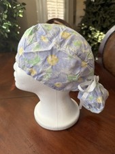 Flowered Pattern Ponytail Scrub Hat