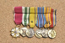 ID'D WW2 US Navy Officer Miniature Medal Bar USS Monterey - Friend of President