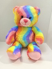 2012 Build A Bear BAB Rainbow Plush Toy Stuffed Animal 17" Tie Dye Teddy Bear