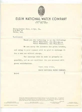 Elgin National Watch Company Letterhead 1937 Illinois 