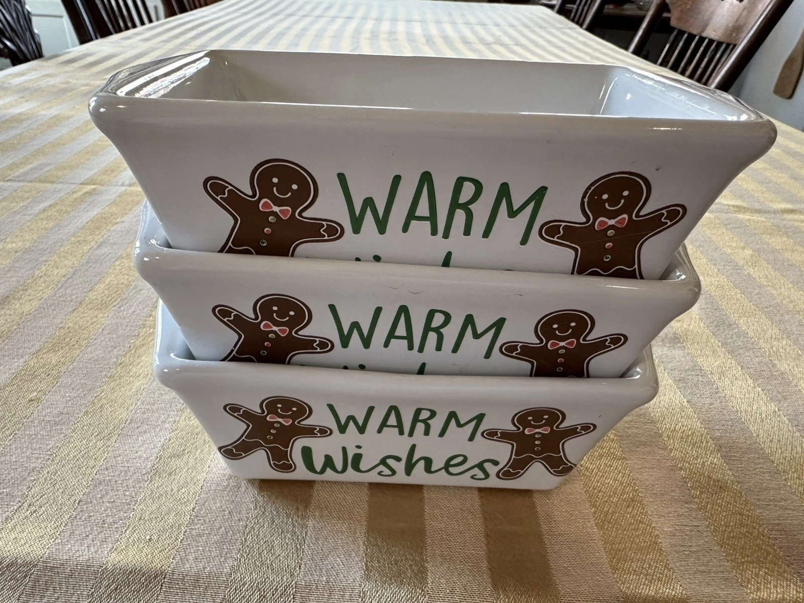 New Lot Of 3 Royal Norfolk Ceramic Gingerbread Loaf Pans Dish 6” X 3.5”