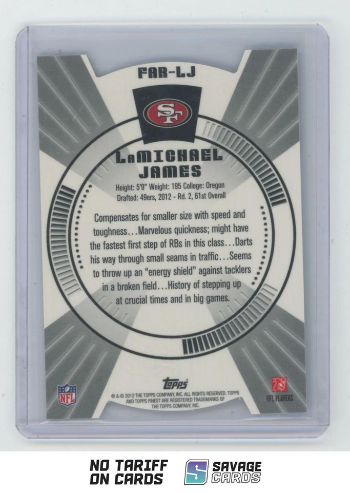 2012 Topps Finest Atomic Rookie Refractor LaMichael James . #FAR-LJ San - Image 2 of 3