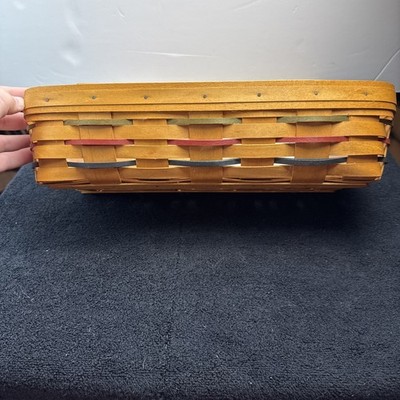 Vntg Longaberger 2001 Woven Traditions Bread Basket Multicolor w/Plastic Liner