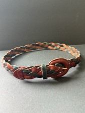 The Limited Size M Woven Braided Genuine Leather Multicolor Boho Belt Vintage