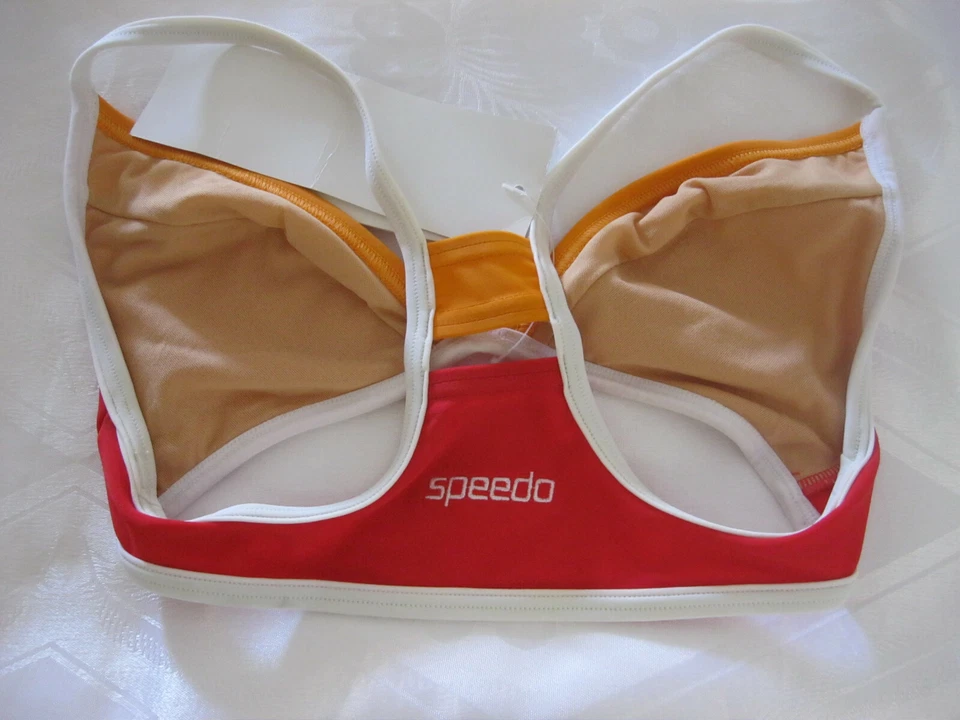 SPEEDO FEM INTENSIDAD BOYLEG TOP 22-D67-6083 Naranja Blanco Rojo Mujer Traje de Baño Nuevo con Etiquetas Foto 2 de 3