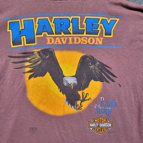 Harley Davidson Hemd Herren Large Vintage 1996 Eagle Razor Sharp Hole Stain - Bild 9 von 17