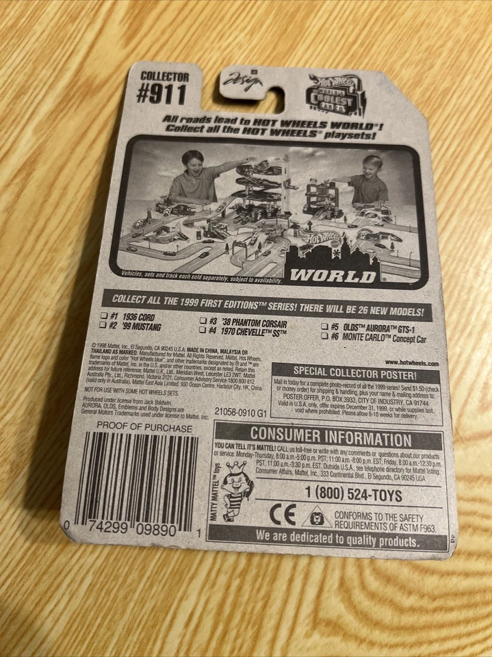 1999 Hot Wheels Olds Aurora GTS-1 #911 Silver - Image 2 of 2