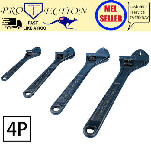 4pc Set Black Nickel Adjustable Shifter Wrench 12" 10" 8" 6" Spanner Protection - Picture 1 of 5